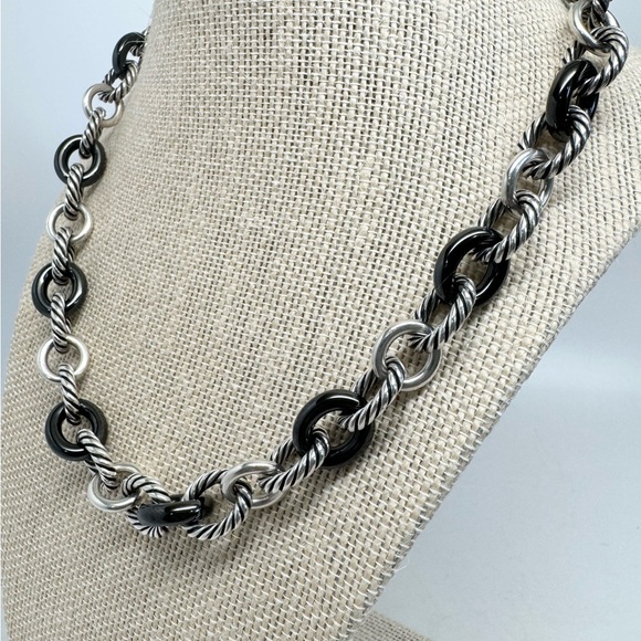 David Yurman Black Ceramic Oval Link Necklace .925 - Picture 4 of 8